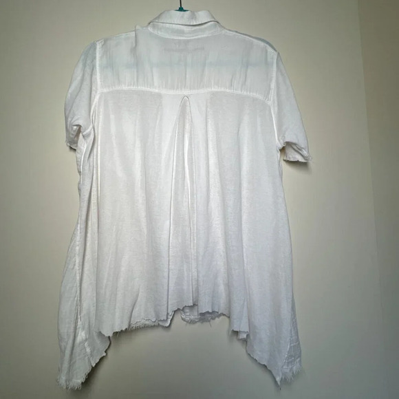 Enza Costa Italian Pima Cotton blend Blouse Shirt Raw Edge Hem size M - Picture 7 of 9